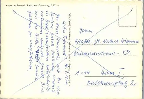 58392 - Steiermark - Aigen , im Ennstal mit Grimming - gelaufen 1970