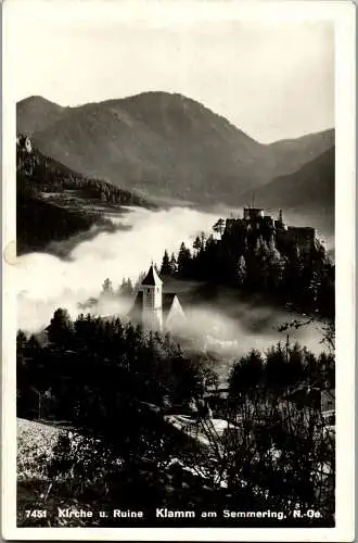 58435 - Niederösterreich - Klamm , am Semmering , Kirche und Ruine - gelaufen 1938