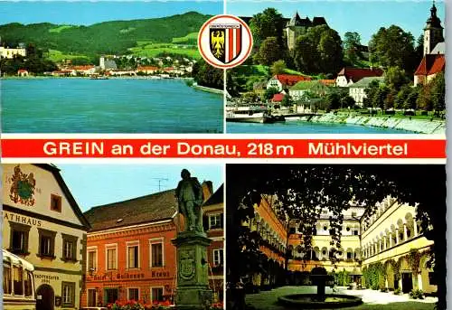 58481 - Oberösterreich - Grein , an der Donau , Mühlviertel , Mehrbildkarte , Hotel Goldenes Kreuz , Rathaus