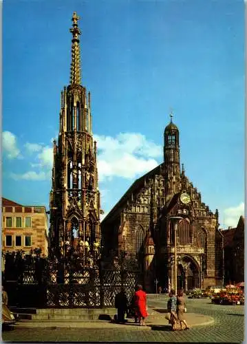 58502 - Deutschland - Nürnberg , Schöner Brunnen und Frauenkirche - nicht gelaufen