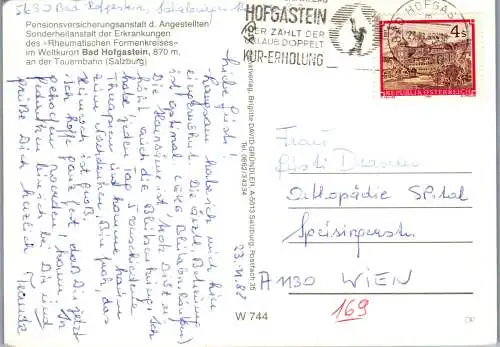 58538 - Salzburg - Bad Hofgastein , Sonderheilanstalt der PVA - gelaufen 1988