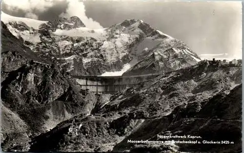 58574 - Salzburg - Kaprun , Tauernkraftwerk , Mooserbodensperre mit Bratschenkopf u. Glocknerin - gel. 1957