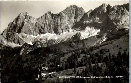 58607 - Steiermark - Ramsau , Austriahütte gegen die Dachsteinsüdwände - gelaufen 1959