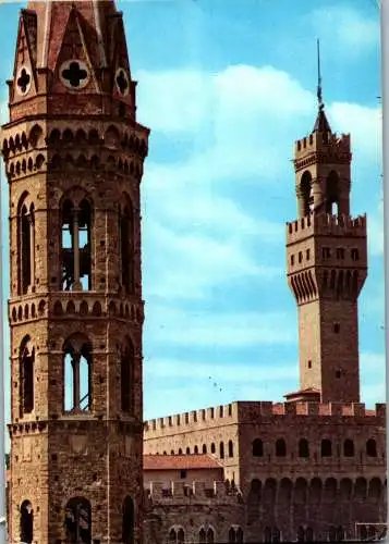 58618 - Italien - Firenze , Campanile della Badia e Torre di Palazzo Vecchio - gelaufen