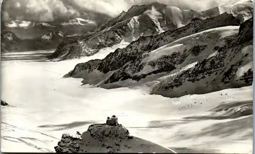 58624 - Schweiz - Jungfraujoch , mit Observatorium , Fliegeraufnahme - gelaufen 1959