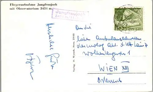 58624 - Schweiz - Jungfraujoch , mit Observatorium , Fliegeraufnahme - gelaufen 1959