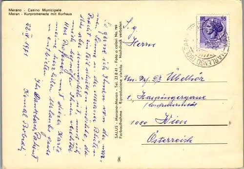 58687 - Italien - Meran , Casino Municipale , Merano , Kurhaus , Kurpromenade - gelaufen 1971