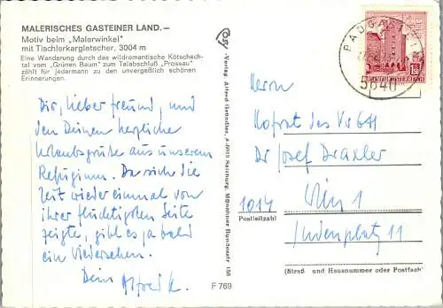 58688 - Salzburg - Bad Gastein , Partie Malerwinkel mit Tischlerkargletscher - gelaufen 1973