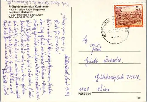 58730 - Niederösterreich - Mitterbach , Pension Konstanze , Konstanze Markusich - gelaufen 1992