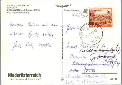 58735 - Niederösterreich - Spitz an der Donau , Wachau , Panorama mit Tausendeimerberg - gelaufen 1992