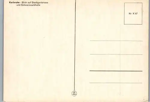 58747 - Deutschland - Karlsruhe , Blick auf Stadtgartensee und Schwarzwaldhalle - nicht gelaufen