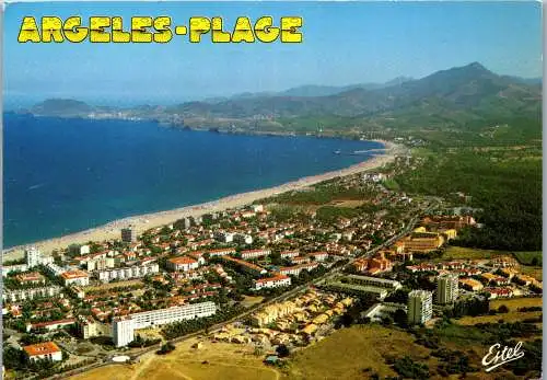 58754 - Frankreich - Argeles Plage , Vue aerienne de la ville et de la plage - gelaufen 1991