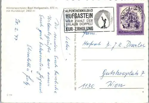 58766 - Salzburg - Bad Hofgastein , Winter , mit Hundskopf , Panorama - gelaufen 1977