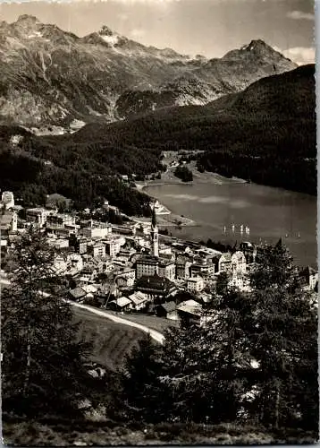 58778 - Schweiz - St. Moritz , Engadin , Panorama - gelaufen 1954