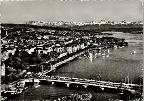 58784 - Schweiz - Zürich , Quaibrücke , Utoquai und die Glarneralpen - nicht gelaufen