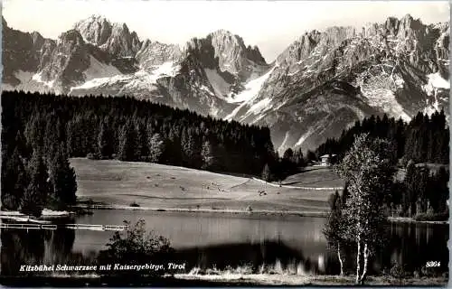 58796 - Tirol - Kitzbühel , Schwarzsee mit Kaisergebirge - gelaufen 1957