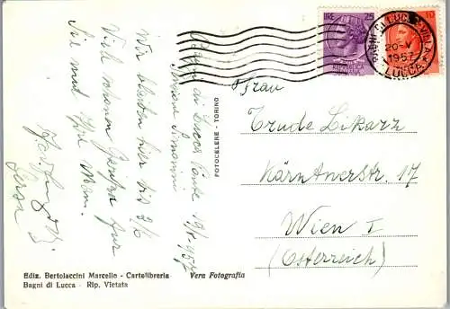 58832 - Italien - Bagni di Lucca , Ponte del Diavolo - gelaufen 1957