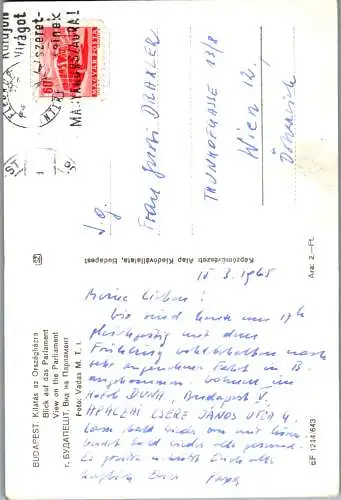 58834 - Ungarn - Budapest , Kilatas az Orszaghazra - gelaufen 1965