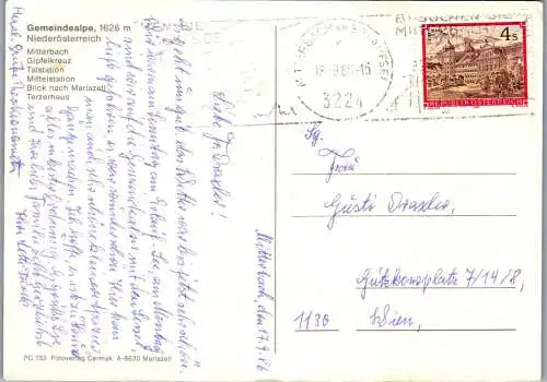 58845 - Niederösterreich - Mitterbach , Gemeindealpe , Mehrbildkarte - gelaufen 1986