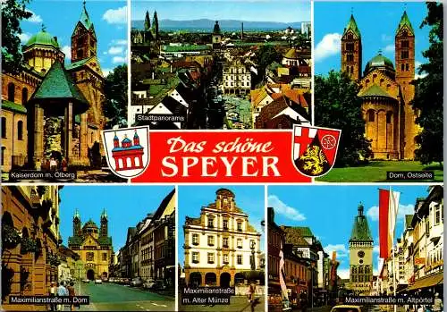 58881 - Deutschland - Speyer , Kaiserdom , Maximilianstraße , Mehrbildkarte - gelaufen 1988