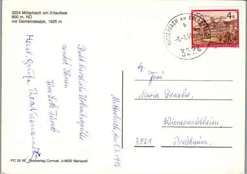 58891 - Niederösterreich - Mitterbach , am Erlaufsee mit Gemeindealpe im Winter - gelaufen 1986