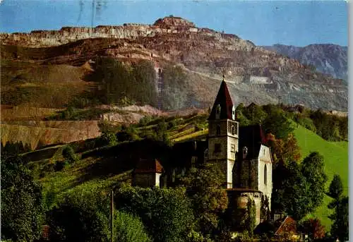 58893 - Steiermark - Eisenerz , Stadt Pfarrkirche St. Oswald , Blick auf Erzberg - gelaufen 1985