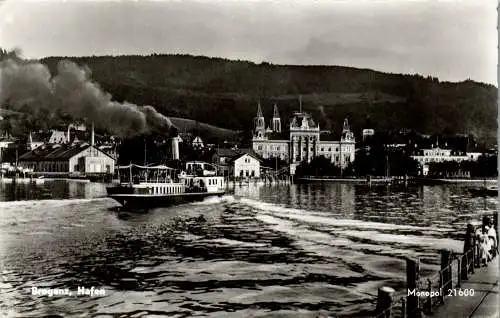 58929 - Vorarlberg - Bregenz , Hafen , Schiff , Dampfer - gelaufen 1951