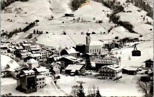 58949 - Salzburg - Saalbach , Schattbergseilbahn , Winter , Skidorf , Panorama - gelaufen 1966