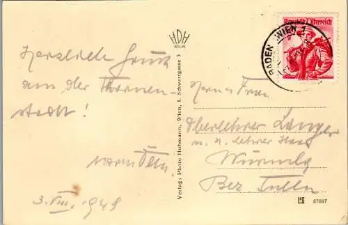 58959 - Niederösterreich - Baden , bei Wien , Römerquelle - gelaufen 1949