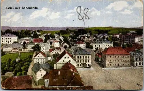 59038 - Tschechien - Schönlinde , Krásná Lípa , Panorama , l. beschädigt - gelaufen 1929