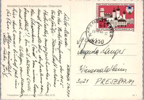 59054 - Oberösterreich - Kremsmünster , Benediktinerstift - gelaufen 1988