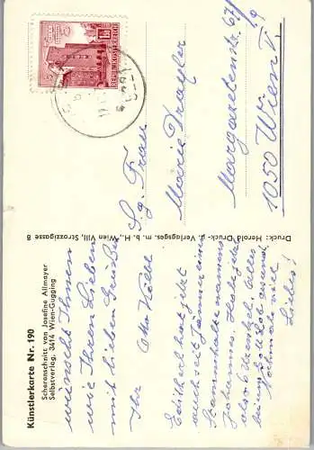 59061 - Künstlerkarte - Scherenschnitt , Josefine Allmayer , Wien Gugging , Karte Nr. 190 - gelaufen