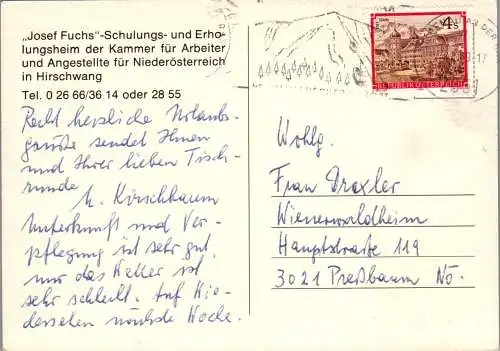59110 - Niederösterreich - Hirschwang , Josef Fuchs Schulungs- Erholungsheim der AK - gelaufen