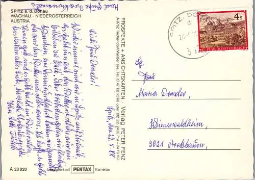 59117 - Niederösterreich - Spitz an der Donau , Wachau , Mehrbildkarte - gelaufen 1988