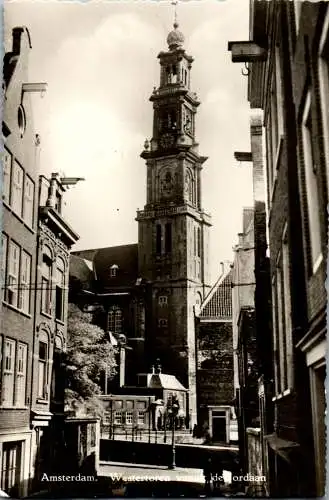 59150 - Niederlande - Amsterdam , Westertoren vanuit de Jordaan - gelaufen 1956