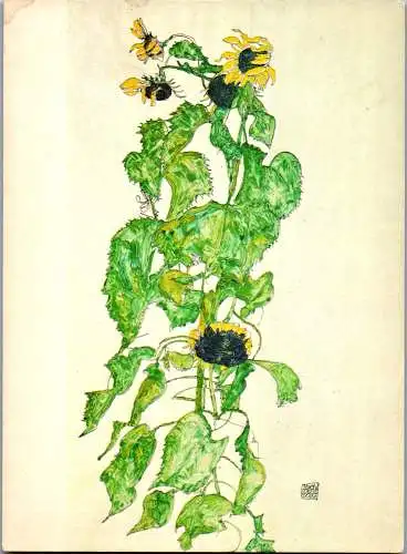 59169 - Künstlerkarte - Egon Schiele , Sonnenblumen - nicht gelaufen