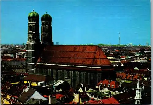 59184 - Deutschland - München , Dom , Frauenkirche , Blick vom Rathausturm zum Olympiagelände , Olympiaturm