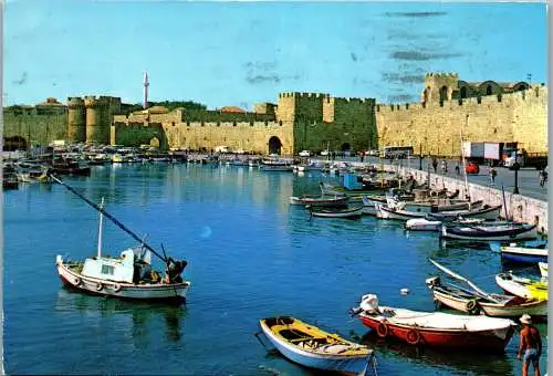 59193 - Griechenland - Rhodos , Hafen , Port , Harbour - gelaufen 1990