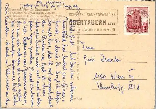 59196 - Salzburg - Obertauern , Bergstation Grünwaldkopf , Zehnerkar Spitze , Glöcknerin , Teufelshörner - 1968