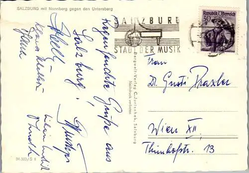 59198 - Salzburg - Salzburg , mit Nonnberg gegen den Untersberg - gelaufen 1963