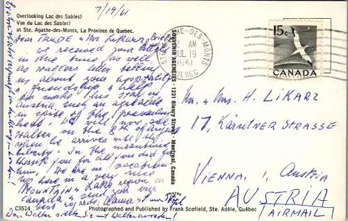 59246 - Kanada - Quebec , Canada , Lac des Sables , Agathe des Monts - gelaufen 1961
