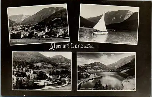 59250 - Niederösterreich - Lunz am See , Schloss Seehof , Lunzersee , Mehrbildkarte - gelaufen 1952