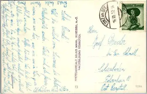 59250 - Niederösterreich - Lunz am See , Schloss Seehof , Lunzersee , Mehrbildkarte - gelaufen 1952
