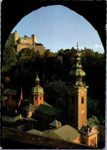 59257 - Salzburg - Salzburg , Blick von der Franziskanerkirche auf Peterskirche und Festung - gelaufen 1972