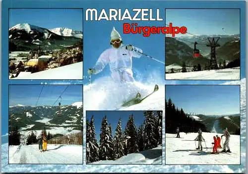 59296 - Steiermark - Mariazell , Bürgeralpe , Winter , Ski , Mehrbildkarte - gelaufen 1989