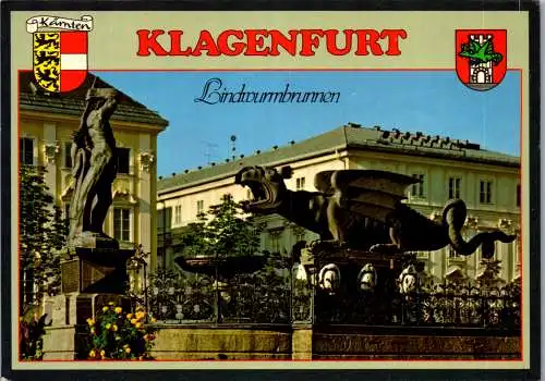 59298 - Kärnten - Klagenfurt , Lindwurmbrunnen - gelaufen 1984