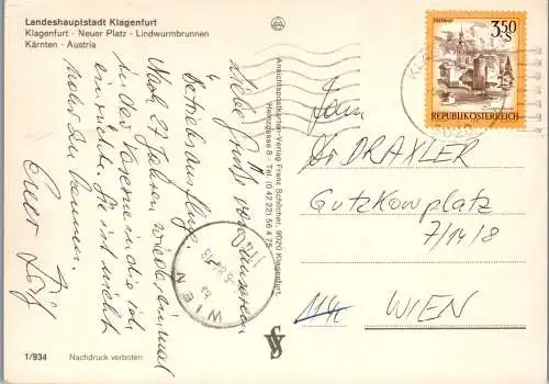 59298 - Kärnten - Klagenfurt , Lindwurmbrunnen - gelaufen 1984
