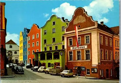 59340 - Oberösterreich - Schärding , Gasthof zur Stiege , Familie Schneebauer , Rathaus , VW Käfer , Pritsche