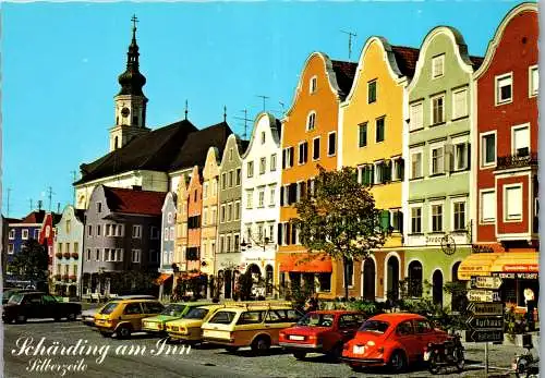 59341 - Oberösterreich - Schärding , Silberzeile , Stadtplatz , VW Käfer , Golf , Ford , Opel - nicht gelaufen