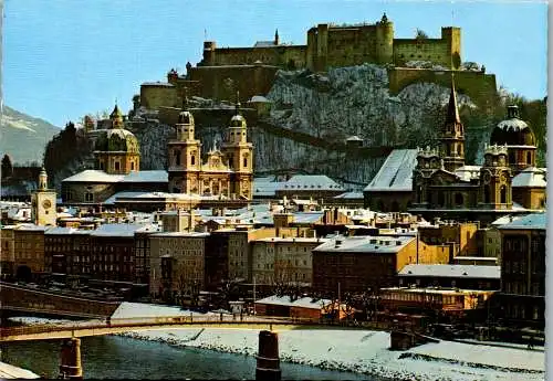 59427 - Salzburg - Salzburg , Altstadt mit Hohensalzburg im Winter - gelaufen 1979